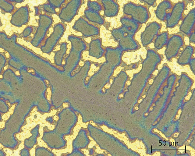 Microstructure of a cobalt-chromium base alloy.