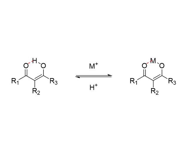 Mechanismus der Bildung von Chelatkomplexen mit β-Diketonen als Liganden.