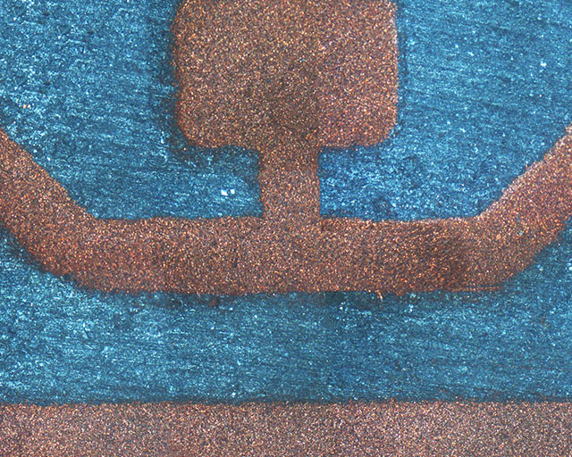Mikroskopaufnahme von Leiterbahnen mit einer Breite von 500 μm.