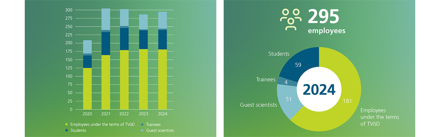 Personnel development at the Fraunhofer IST 2020-2024 and personnel distribution 2024