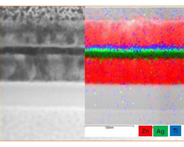 STEM image and EDX mapping of low-E film system.