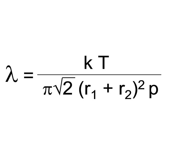 Formular for calculating the ”mean free path” λ.